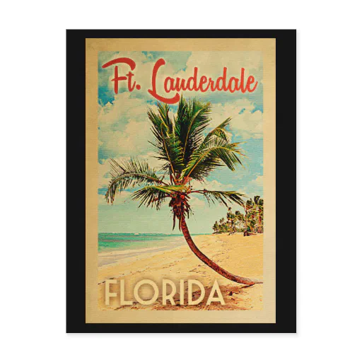 Fort Lauderdale Postcard Palm Tree Beach Retro