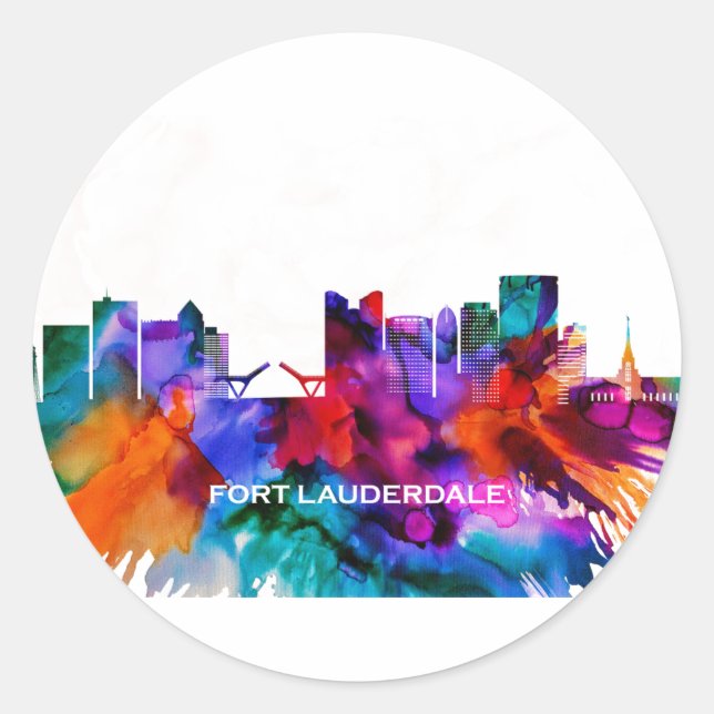 Fort Lauderdale Skyline Classic Round Sticker (Front)