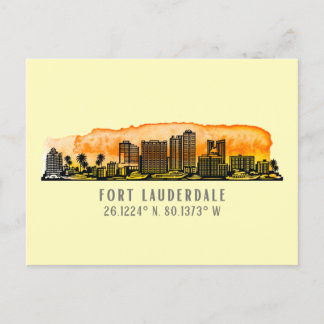 Fort Lauderdale Skyline & Coordinates Postcard