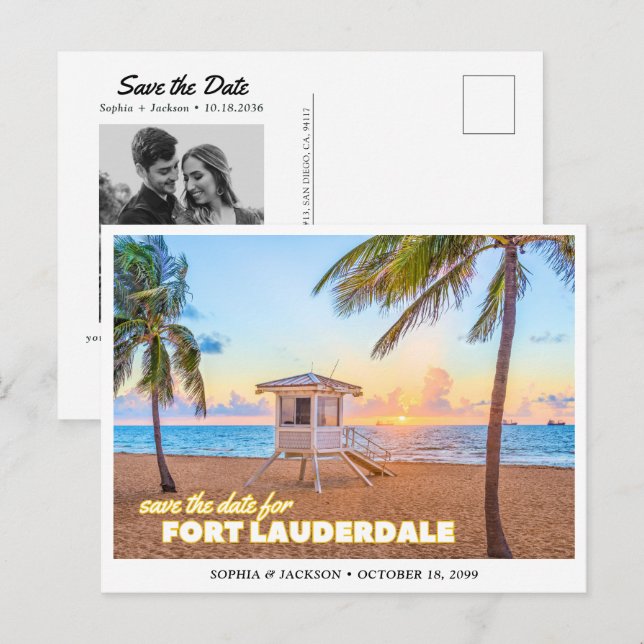 Fort Lauderdale Wedding Save the Date Postcard (Front/Back)