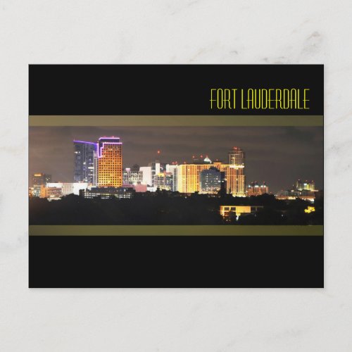 Fort Lauderdales skyline at night Postcard