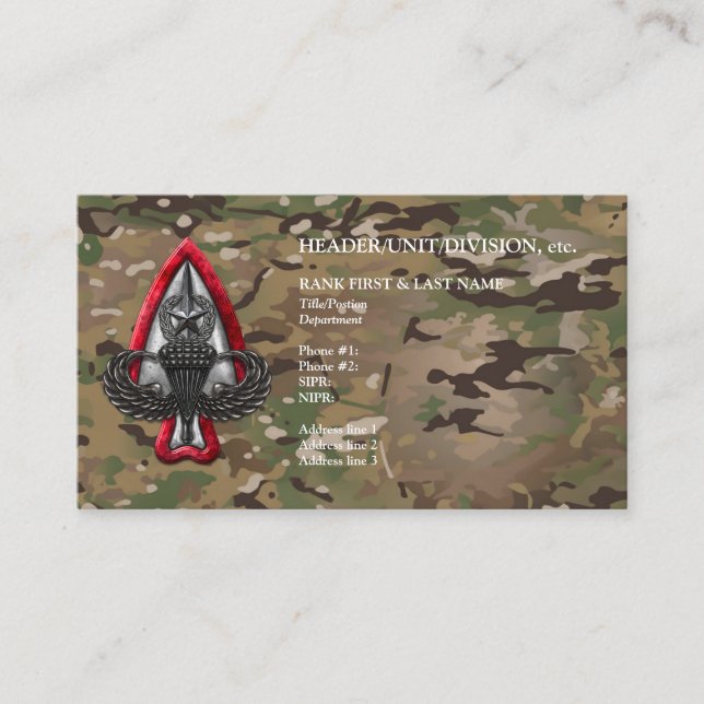 Fort Liberty Customizable Camo Business Card (Front)