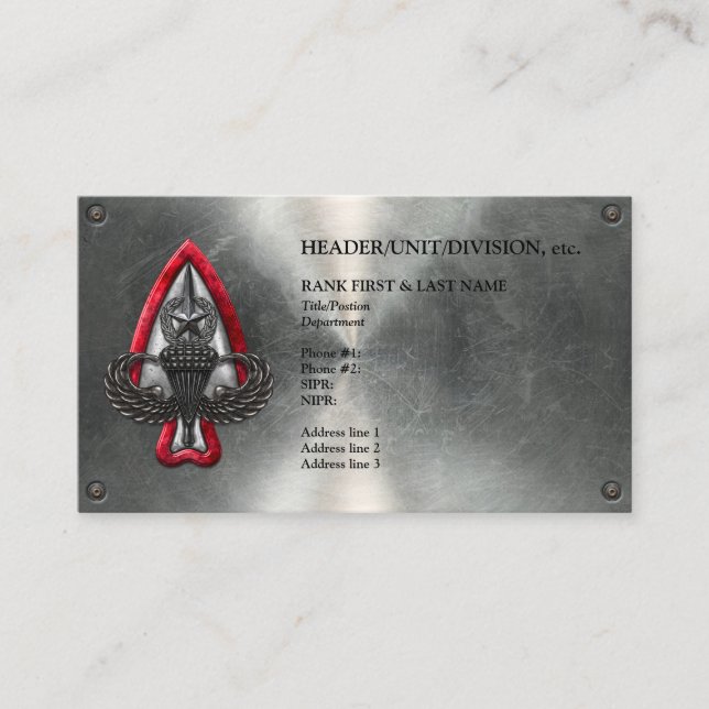 Fort Liberty Customizable Metallic Business Card (Front)