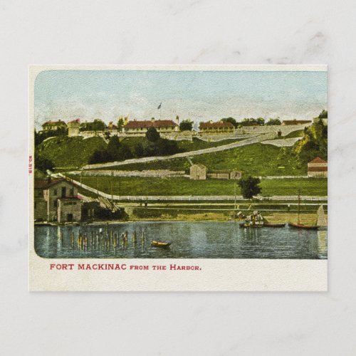 Fort Mackinac from the Harbor Vintage Postcard