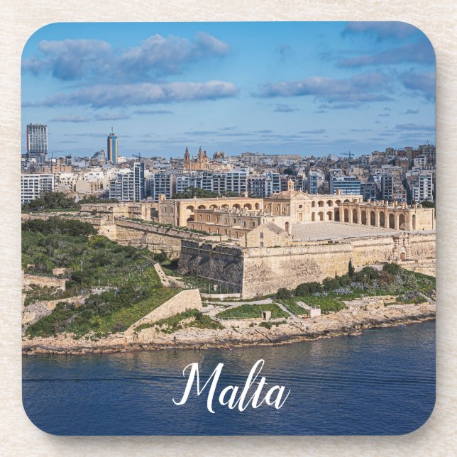 Fort Manoel and Sliema from Valletta, Malta Beverage Coaster (Front)