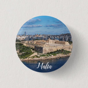 Fort Manoel and Sliema from Valletta, Malta Button
