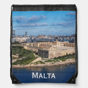 Fort Manoel and Sliema from Valletta, Malta Drawstring Bag