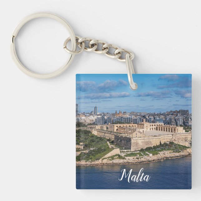 Fort Manoel and Sliema from Valletta, Malta Keychain (Front)