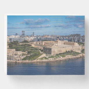 Fort Manoel and Sliema from Valletta, Malta Wooden Box Sign
