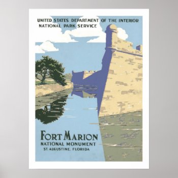 Fort Marion Vintage Travel Poster by ContinentalToursist at Zazzle