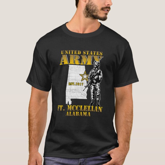 Fort McClellan Alabama Map Ft McClellan Chemical C T-Shirt (Front)