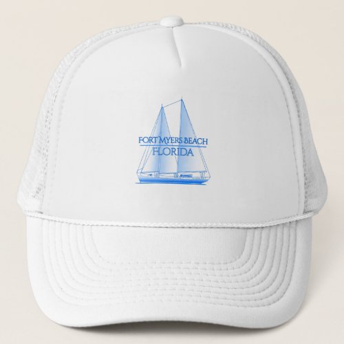 Fort Myers Beach Coastal Nautical Sailing Sailor Trucker Hat