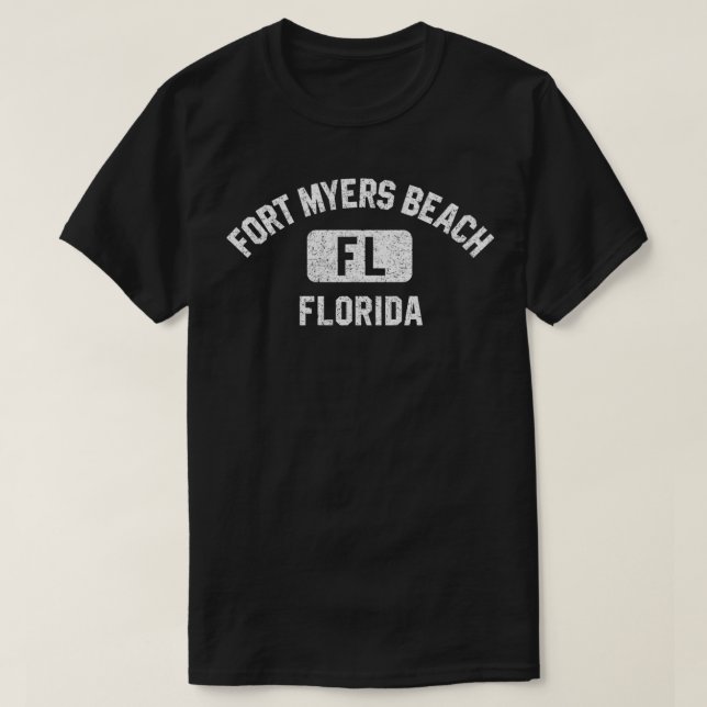 Fort Myers Beach FL Florida Gym Style Distressed W T-Shirt (Design Front)