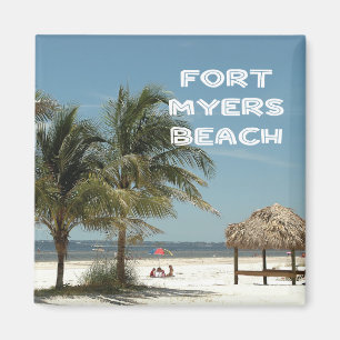 Fort Myers Beach Florida beach scene with palms Magnet