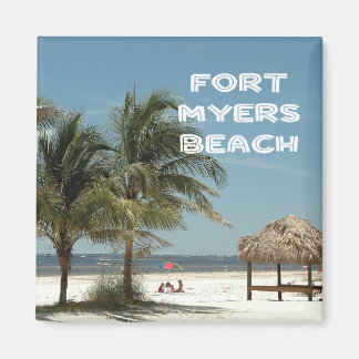 Fort Myers Beach Florida beach scene with palms Magnet