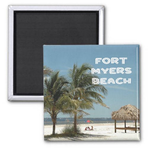 Fort Myers Beach Florida beach scene with palms Magnet