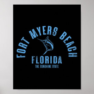 Fort Myers Beach Florida Fl Retro Vintage Beach Fr Poster