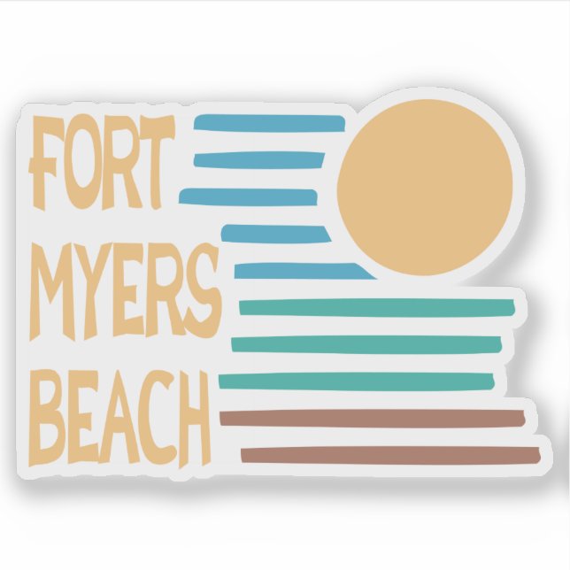 Fort Myers Beach Florida geometric sunset Sticker (Front)