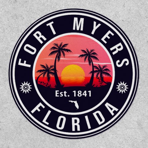 Fort Myers Beach Florida Retro Sunset Souvenirs Patch