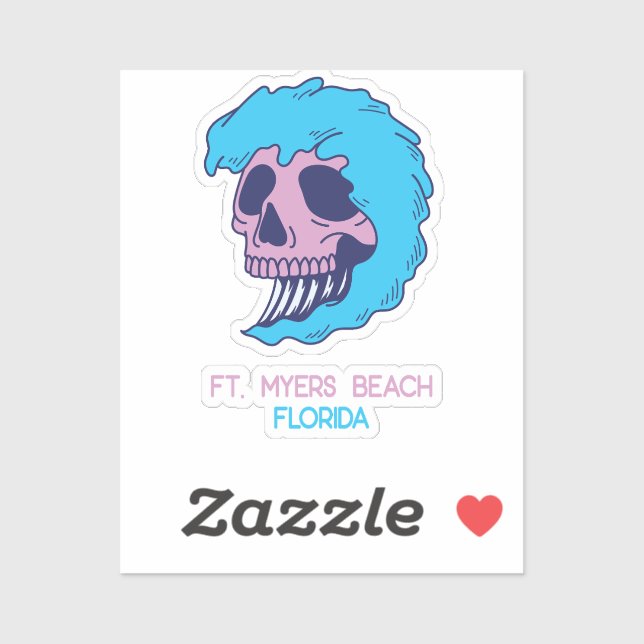 Fort Myers Beach Florida Skull waves  Sticker (Sheet)
