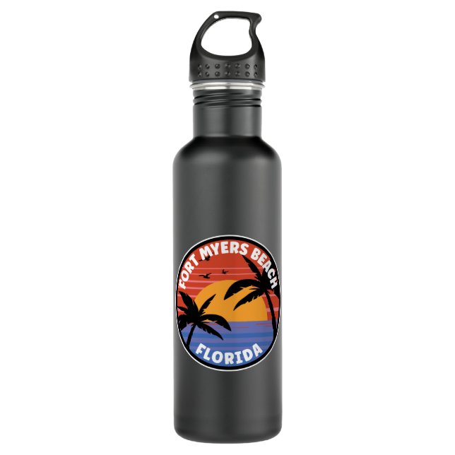 Fort Myers Beach Florida Sunset Paradise Stainless Steel Water Bottle (Front)