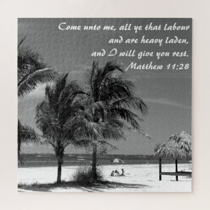 Fort Myers Beach Matthew 11:28 Inspirational Jigsaw Puzzle