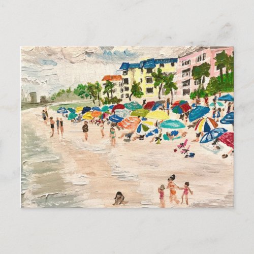 Fort Myers Beach painting by Willlowcatdesigns  Postcard