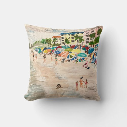 Fort Myers Beach painting by Willlowcatdesigns  Throw Pillow