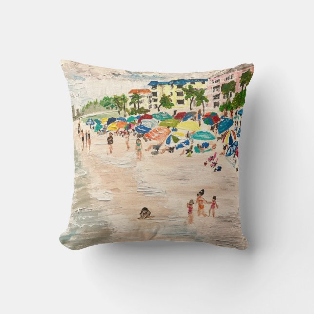 "Fort Myer's Beach" painting pillow (Front)