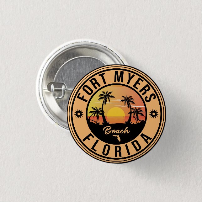 Fort Myers Beach Retro - Florida Retro Souvenir Button (Front & Back)