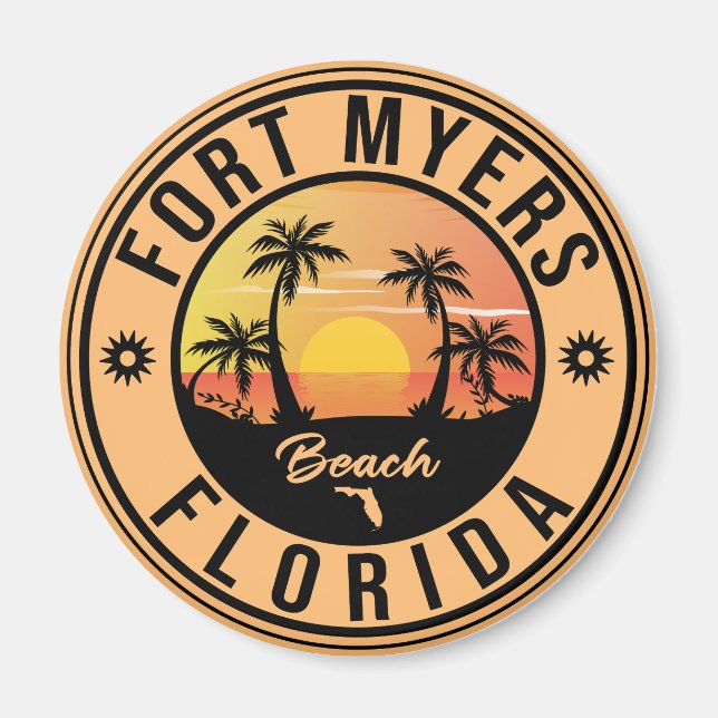 Fort Myers Beach Retro - Florida Retro Souvenir Magnet (Front)
