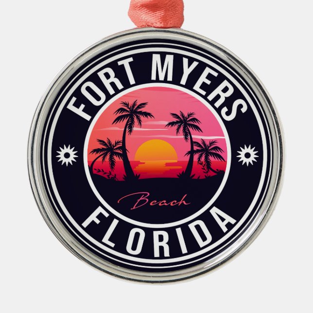 Fort Myers Beach Retro - Florida Souvenirs Metal Ornament (Front)