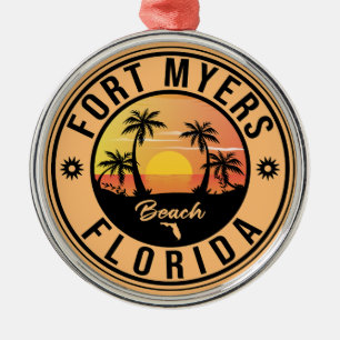 Fort Myers Beach Retro - Florida Souvenirs Metal Ornament