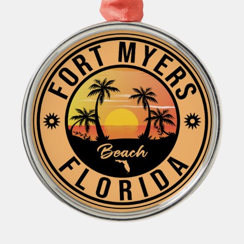 Fort Myers Beach Retro _ Florida Souvenirs Metal Ornament