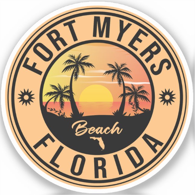 Fort Myers Beach Retro - Florida Souvenirs Sticker (Front)