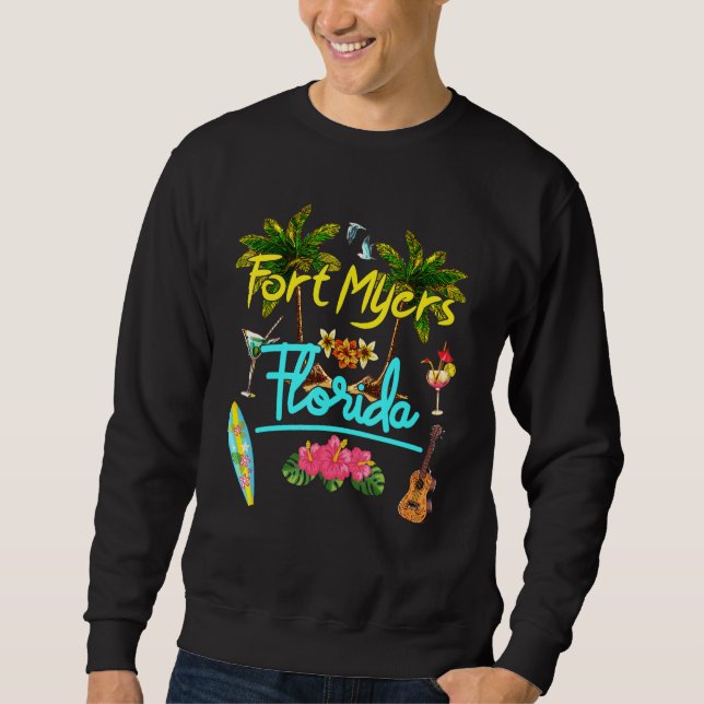 Fort Myers Florida Beach Summer Palm Surf Sun Set  Sweatshirt (Front)