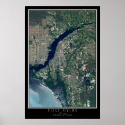 Fort Myers Florida From Space Satellite Map Poster