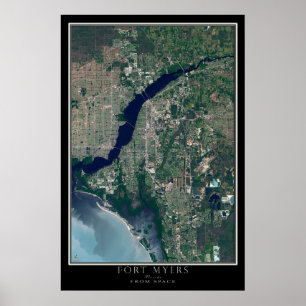Fort Myers Florida From Space Satellite Map Poster