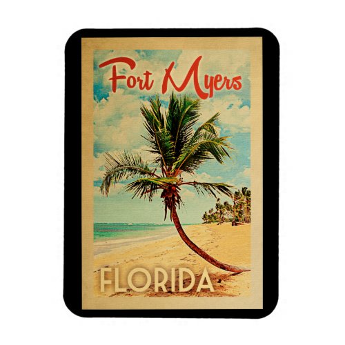 Fort Myers Florida Palm Tree Beach Vintage Travel Magnet