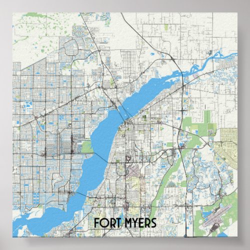 Fort Myers Florida USA map Poster