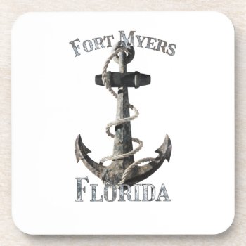 Fort Myers Florida Vacation Nautical Anchor Sailin Beverage Coaster by BailOutIsland at Zazzle