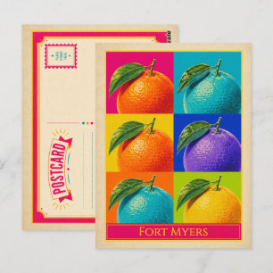 Fort Myers Postcard Florida Orange Vintage Pop Art