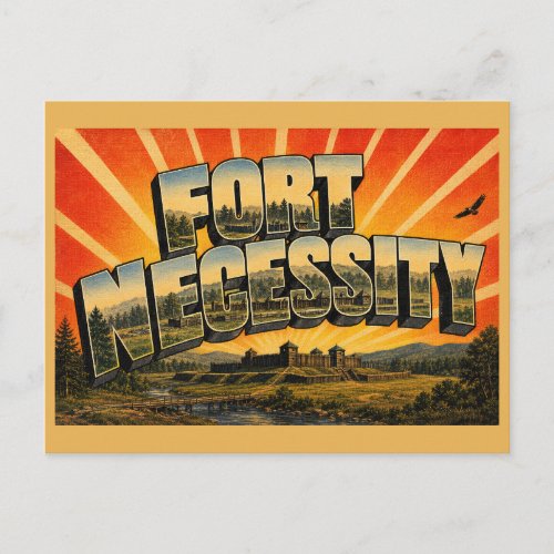 Fort Necessity PA Great Meadows Wooded Hills Art Postcard