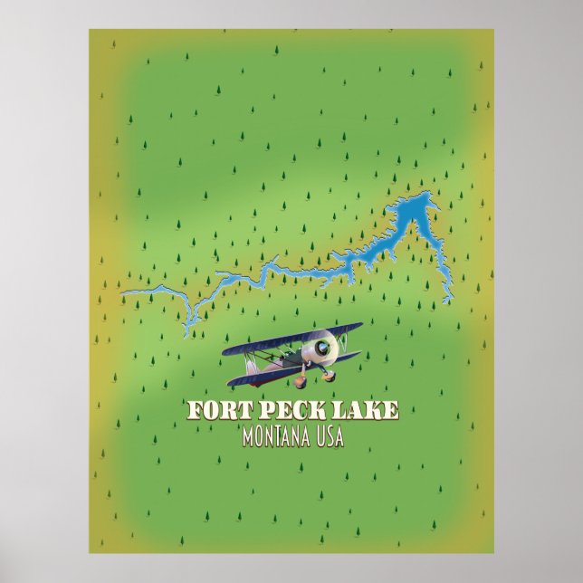 Fort Peck Lake Montana USA map Poster (Front)