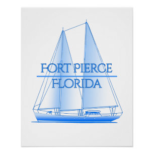 Fort Pierce Coastal Nautical Sailing Sailor Poster