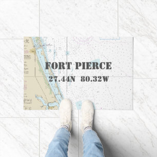 Fort Pierce FL Latitude Longitude Nautical Boating Doormat