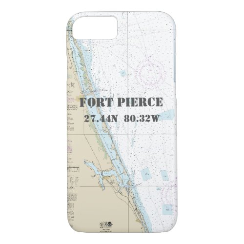 Fort Pierce FL Latitude Longitude Nautical Chart iPhone 87 Case
