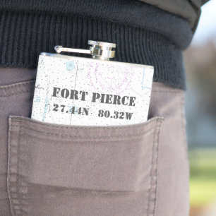 Fort Pierce FL Latitude Longitude Nautical Chart Hip Flask