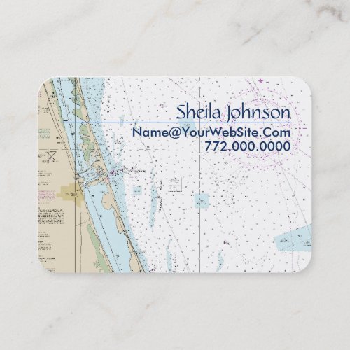 Fort Pierce FL Nautical Chart Clean Fresh Blue Tan Business Card