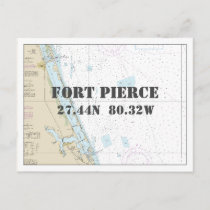 Fort Pierce FL Nautical Chart Latitude Longitude Postcard